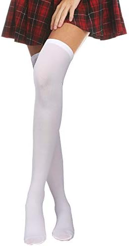 Boao 4 Pairs Womens Silk Thigh High Stockings Nylon Socks for Women Halloween Cosplay Costume Party Tights Accessory