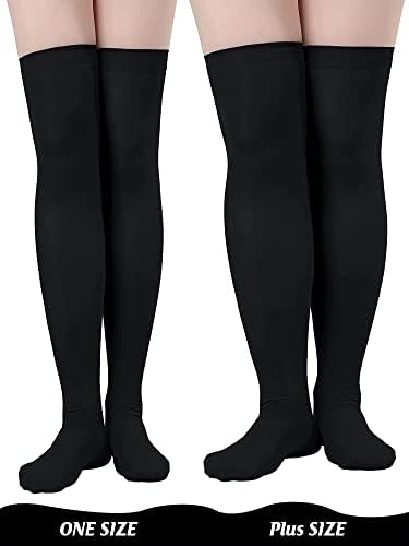 Boao 4 Pairs Womens Silk Thigh High Stockings Nylon Socks for Women Halloween Cosplay Costume Party Tights Accessory