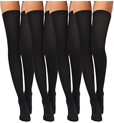 Boao 4 Pairs Womens Silk Thigh High Stockings Nylon Socks for Women Halloween Cosplay Costume Party Tights Accessory