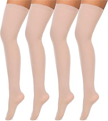 Boao 4 Pairs Womens Silk Thigh High Stockings Nylon Socks for Women Halloween Cosplay Costume Party Tights Accessory