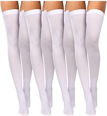 Boao 4 Pairs Womens Silk Thigh High Stockings Nylon Socks for Women Halloween Cosplay Costume Party Tights Accessory