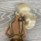 Bob Mackie Gold Barbie Doll 5405 Sequin Dress 1990 Display Case with Shipper
