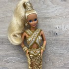 Bob Mackie Gold Barbie Doll 5405 Sequin Dress 1990 Display Case with Shipper