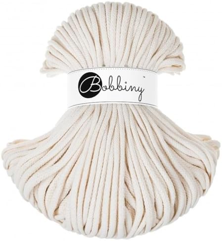 Bobbiny Premium 5mm Braided Macrame Cord  Natural  108yds/330ft  100  Recycled Cotton 