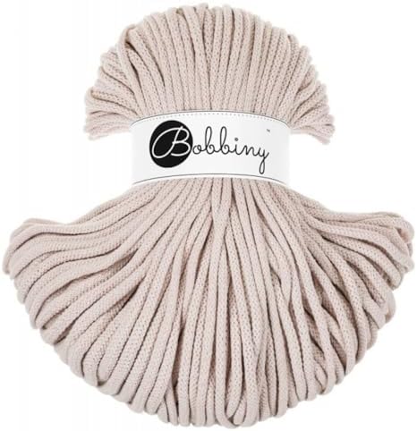 Bobbiny Premium 5mm Braided Macrame Cord  Natural  108yds/330ft  100  Recycled Cotton 