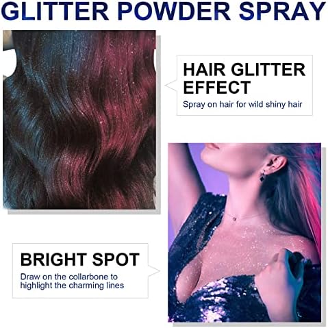 Spray de purpurina corporal, brillo corporal perfecto para festivales de música, escenario, maquillaje, cabello y rostro. 2.11 onzas