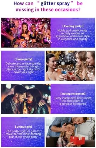 Spray de purpurina corporal, brillo corporal perfecto para festivales de música, escenario, maquillaje, cabello y rostro. 2.11 onzas