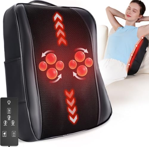 Boriwat Back Massager with Heat  Shiatsu 4D Kneading Rolling Up and Down Back Massage for Pain Relief Deep Tissue  Track Guided Lower Back Massager for Lumbar  Shoulder  Gifts for Women Men Mom Dad