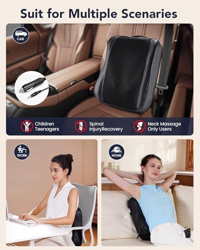 Boriwat Back Massager with Heat  Shiatsu 4D Kneading Rolling Up and Down Back Massage for Pain Relief Deep Tissue  Track Guided Lower Back Massager for Lumbar  Shoulder  Gifts for Women Men Mom Dad