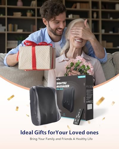 Boriwat Back Massager with Heat  Shiatsu 4D Kneading Rolling Up and Down Back Massage for Pain Relief Deep Tissue  Track Guided Lower Back Massager for Lumbar  Shoulder  Gifts for Women Men Mom Dad