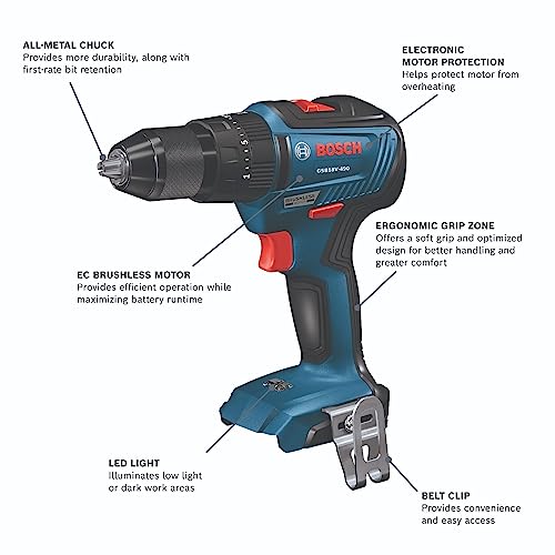 Bosch GXL18V 240B22 18V 2 Tool Combo Kit with 1/2 In  Hammer Drill/Driver  Two In One 1/4 In  and 1/2 In  Bit/Socket Impact Driver/Wrench and  2  2 Ah Standard Power Batteries
