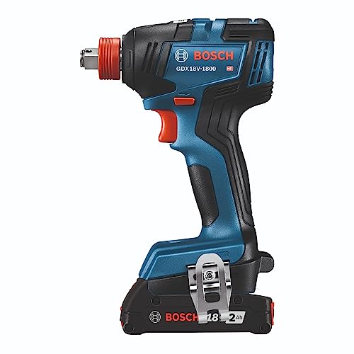 Bosch GXL18V 240B22 18V 2 Tool Combo Kit with 1/2 In  Hammer Drill/Driver  Two In One 1/4 In  and 1/2 In  Bit/Socket Impact Driver/Wrench and  2  2 Ah Standard Power Batteries