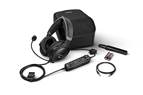 Bose A30 Aviation Headset with Bluetooth Lightweight Comfortable Design Adjustable ANR and Noise Cancelling Dual Plug Black