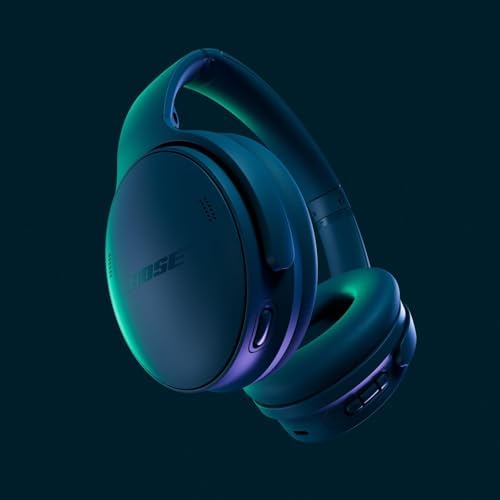 Bose QuietComfort Headphones   Wireless Bluetooth Headphones  Active Over Ear Noise Cancelling and Mic  USB C Charging  Deep Bass  Up to 24 Hours of Playtime  Twilight Blue   Limited Edition Color