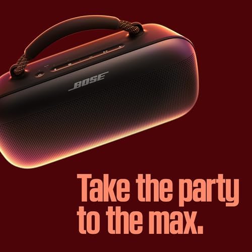 Bose SoundLink Max Bluetooth Speaker   Portable Wireless Party Speaker  IP67 Waterproof  Rope Handle  Up to 20 Hours of Playtime  USB C  Built in 3 5mm AUX Input  Black