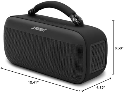 Bose SoundLink Max Bluetooth Speaker   Portable Wireless Party Speaker  IP67 Waterproof  Rope Handle  Up to 20 Hours of Playtime  USB C  Built in 3 5mm AUX Input  Black