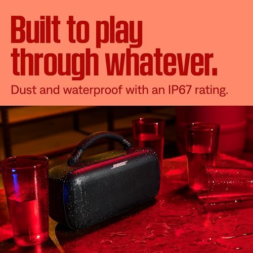 Bose SoundLink Max Bluetooth Speaker   Portable Wireless Party Speaker  IP67 Waterproof  Rope Handle  Up to 20 Hours of Playtime  USB C  Built in 3 5mm AUX Input  Black