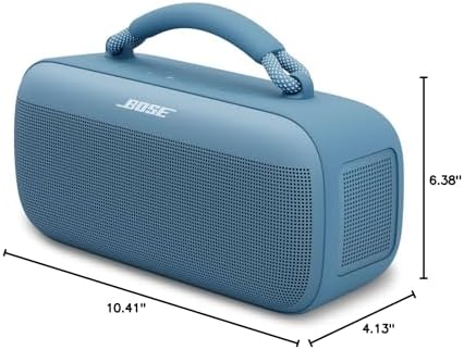 Bose SoundLink Max Bluetooth Speaker   Portable Wireless Party Speaker  IP67 Waterproof  Rope Handle  Up to 20 Hours of Playtime  USB C  Built in 3 5mm AUX Input  Blue Dusk