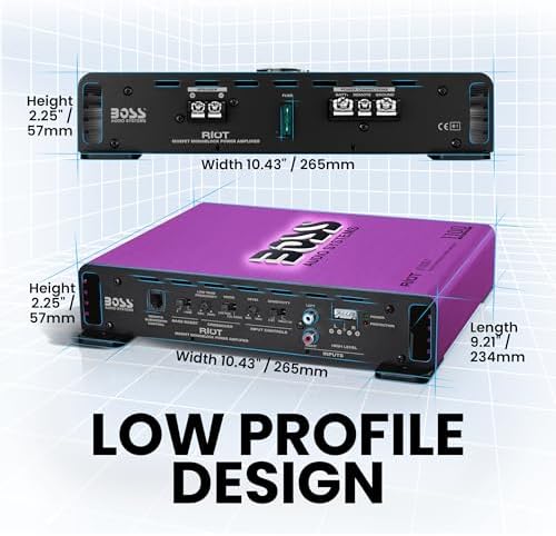 Boss Audio Systems R1100M P Monoblock Car Amplifier   1100 High Output  2 8 Ohm Stable  Low/High Level Inputs  Low Pass Crossover  MOSFET Power Supply