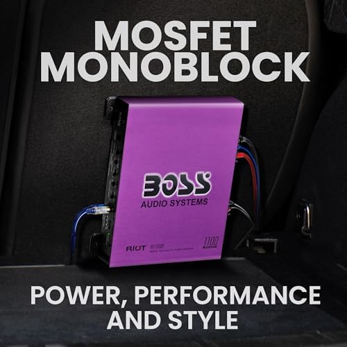 Boss Audio Systems R1100M P Monoblock Car Amplifier   1100 High Output  2 8 Ohm Stable  Low/High Level Inputs  Low Pass Crossover  MOSFET Power Supply