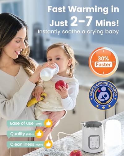 Bottle Warmer  GROWNSY 8 in 1 Fast Baby Milk Warmer with Timer for Breastmilk or Formula  Accurate Temperature Control  with Defrost  Sterili zing  Keep  Heat Baby Food Jars Function