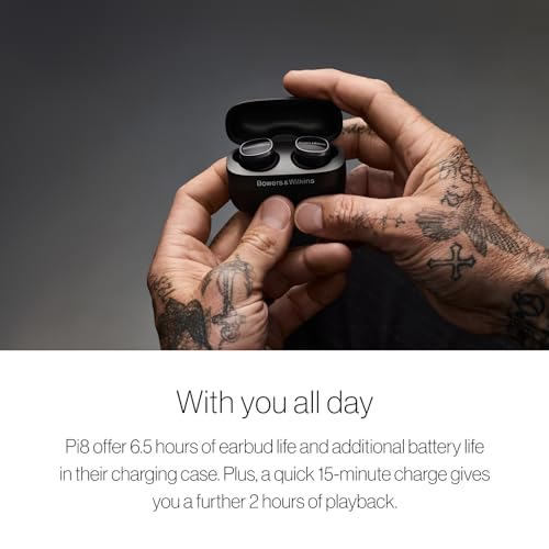 Bowers & Wilkins Pi8 Auriculares inalámbricos (negro antracita), auriculares Bluetooth intrauditivos con chipset Qualcomm y aptX sin pérdida, auriculares con cancelación activa de ruido, 3 micrófonos