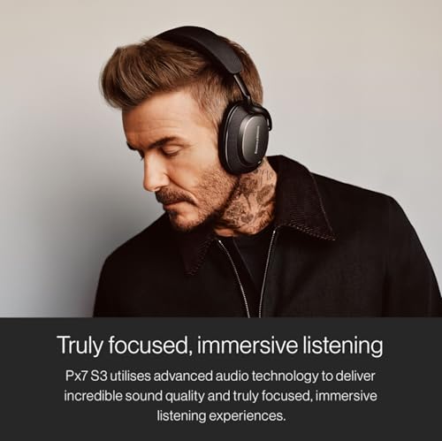 Bowers & Wilkins Px7 S3 Over Ear Headphones  High Resolution Sound  Comfortable Fit  Bluetooth  Active Noise Cancelling & Transparency Mode  30 Hour Playtime  Quick Charge Support  Anthracite Black