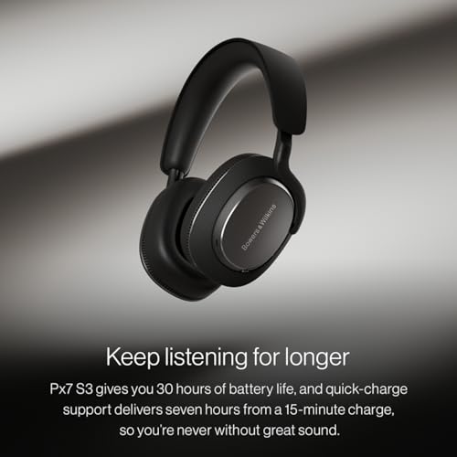 Bowers & Wilkins Px7 S3 Over Ear Headphones  High Resolution Sound  Comfortable Fit  Bluetooth  Active Noise Cancelling & Transparency Mode  30 Hour Playtime  Quick Charge Support  Anthracite Black