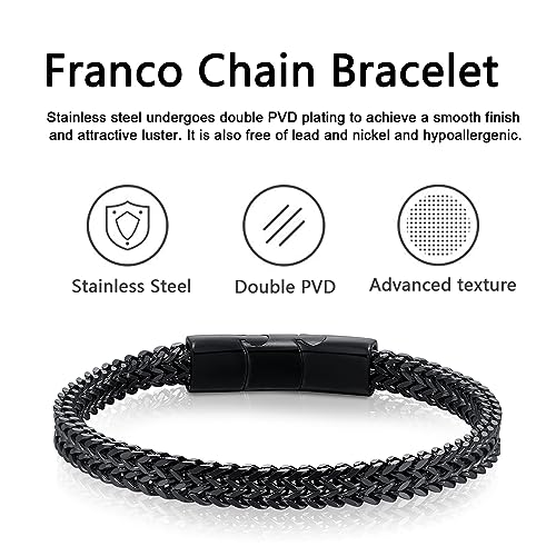 Bracelets for Men Stainless Steel Magnetic Clasp Franco Chain Mens Bracelet