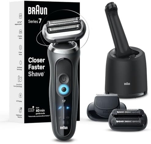 Braun Electric Shaver for Men  Series 7 7185cc  Waterproof  Wet & Dry Shave  Shaving Kit with SmartCare Center and Beard Trimmer  3 Shave Modes  60 Minute Battery Runtime  10 Piece Set