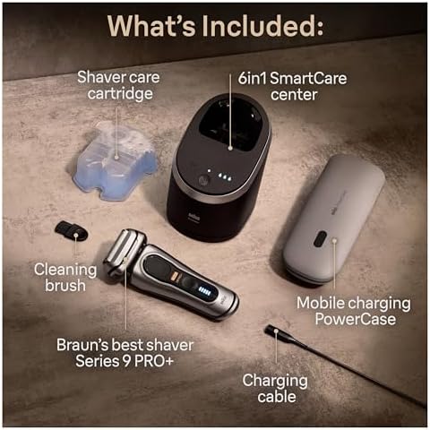 Braun Series 9 PRO  9577cc Electric Razor for Men  5 Pro Shave Elements & Precision Long Hair Trimmer  6in1 SmartCare Center  PowerCase for Mobile Charging  Wet & Dry  60min Battery Runtime