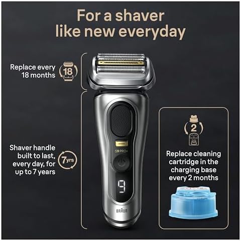 Braun Series 9 PRO  9577cc Electric Razor for Men  5 Pro Shave Elements & Precision Long Hair Trimmer  6in1 SmartCare Center  PowerCase for Mobile Charging  Wet & Dry  60min Battery Runtime