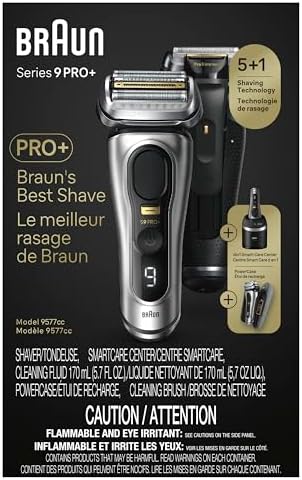 Braun Series 9 PRO  9577cc Electric Razor for Men  5 Pro Shave Elements & Precision Long Hair Trimmer  6in1 SmartCare Center  PowerCase for Mobile Charging  Wet & Dry  60min Battery Runtime