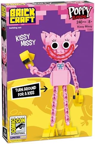 Brickcraft Poppy Playtime Kissy Missy Building Set 240 Pieces Collectible Pink Figure Toy with Articulated Limbs SDCC 2025 Limited Edition Construction Set for Kids Ages 8 Plus Official Licensed Toy