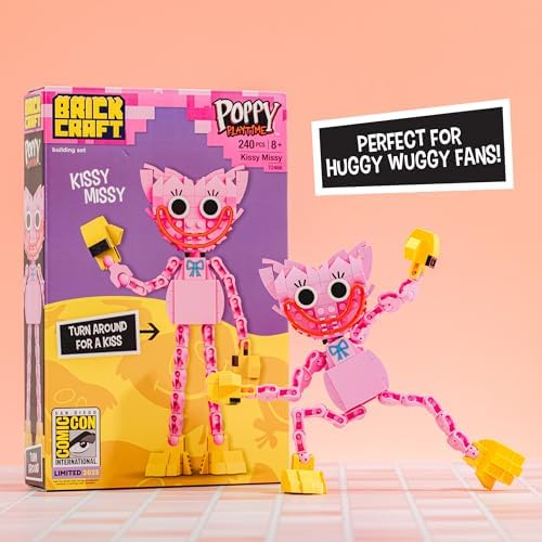 Brickcraft Poppy Playtime Kissy Missy Building Set 240 Pieces Collectible Pink Figure Toy with Articulated Limbs SDCC 2025 Limited Edition Construction Set for Kids Ages 8 Plus Official Licensed Toy