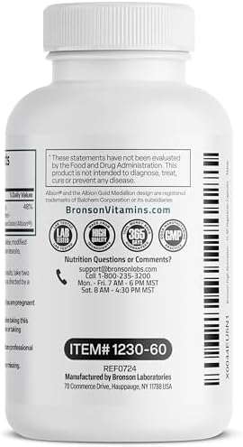 Bronson Magnesium Glycinate 200 MG per Serving Chelated for High Absorption  Gentle On Stomach  Non GMO  60 Vegetarian Capsules
