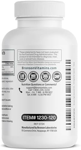 Bronson Magnesium Glycinate 200 MG per Serving Chelated for High Absorption  Gentle On Stomach  Non GMO  120 Vegetarian Capsules