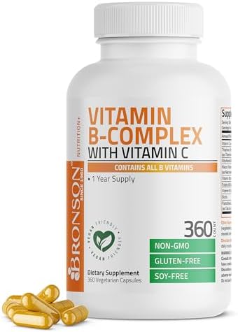 Bronson Vitamin B Complex with Vitamin C   Immune Health  Energy Support & Nervous System Support   Non GMO  250 Vegetarian Capsules