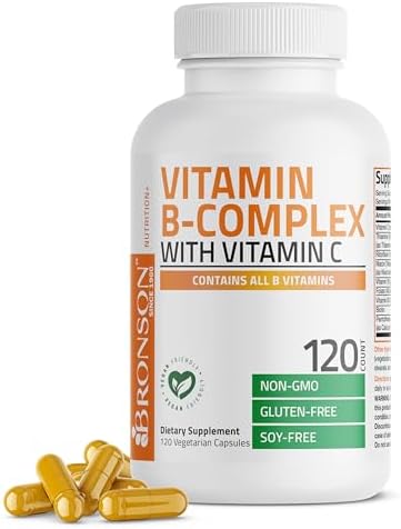 Bronson Vitamin B Complex with Vitamin C   Immune Health  Energy Support & Nervous System Support   Non GMO  250 Vegetarian Capsules