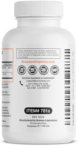 Bronson Vitamin K2 D3  MK7  Supplement Non GMO Formula Vitamin D3 5000IU  125 mcg  & 90 mcg K2 MK 7  Easy to Swallow D & K Complex  60 Capsules