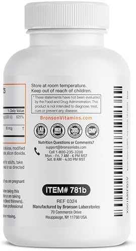 Bronson Vitamin K2 D3  MK7  Supplement Non GMO Formula Vitamin D3 5000IU  125 mcg  & 90 mcg K2 MK 7  Easy to Swallow D & K Complex  60 Capsules