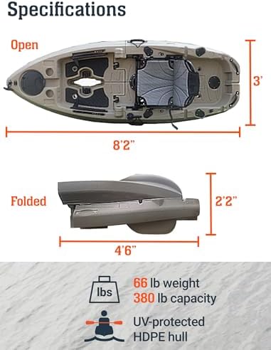 Brooklyn 8 0 Foldable Pedal Fishing Kayak  Compact Sit on Top Single Kayak with Pedal Drive  Rudder Steering  Storage & Aluminum Seat