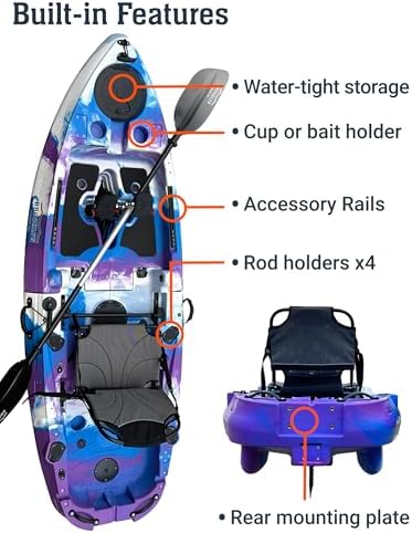 Brooklyn 8 0 Foldable Pedal Fishing Kayak  Compact Sit on Top Single Kayak with Pedal Drive  Rudder Steering  Storage & Aluminum Seat