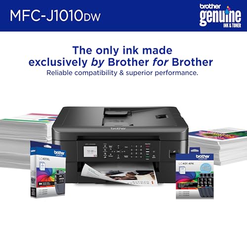 Brother MFC J1010DW Wireless Color Inkjet All in One Printer  Duplex Printing  Mobile & Cloud Print  Compact Design  1 8 Color Display  Works with Alexa