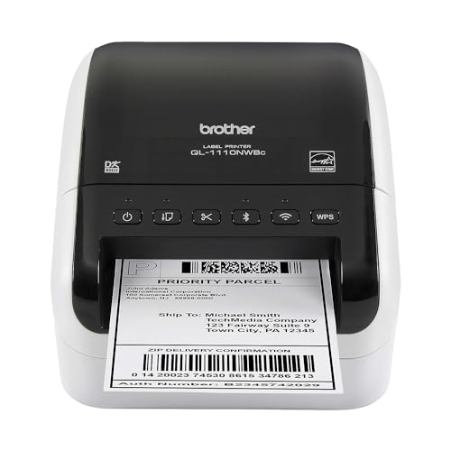 Brother QL 1110NWBC Wide Format  Postage and Barcode Professional Thermal Label Printer with Wireless Connectivity  Black And White  6 7 x 5 9 x 8 7
