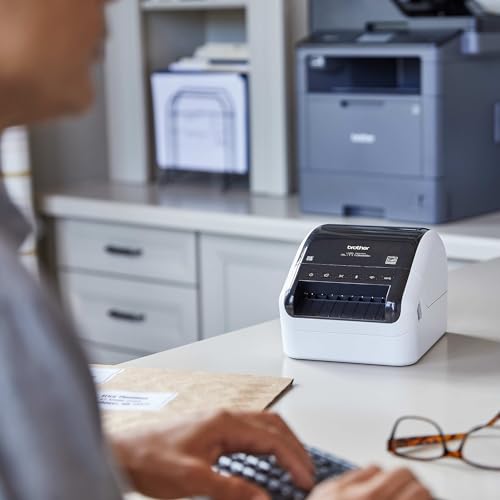Brother QL 1110NWBC Wide Format  Postage and Barcode Professional Thermal Label Printer with Wireless Connectivity  Black And White  6 7 x 5 9 x 8 7