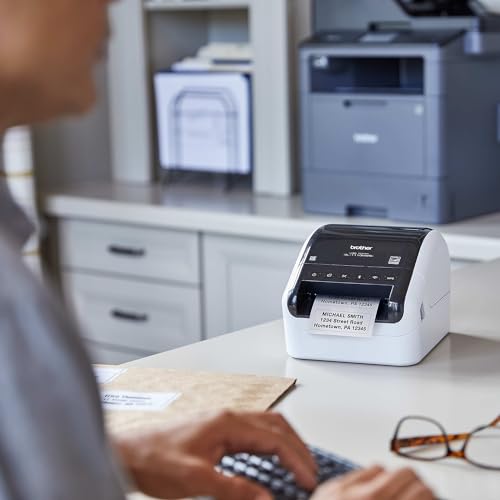 Brother QL 1110NWBC Wide Format  Postage and Barcode Professional Thermal Label Printer with Wireless Connectivity  Black And White  6 7 x 5 9 x 8 7