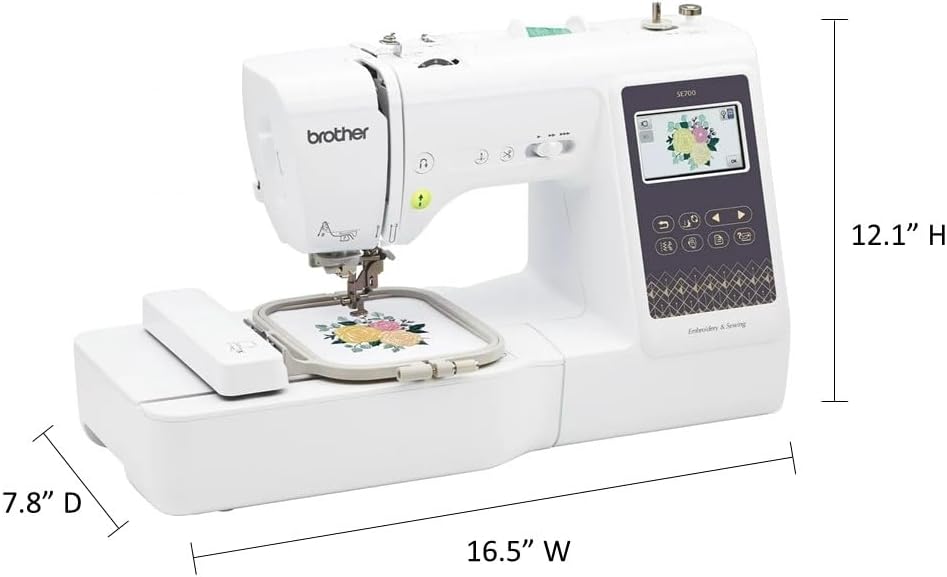 Brother SE700 Sewing and Embroidery Machine  Wireless LAN Connected  135 Built in Designs  103 Built in Stitches  Computerized  4 x 4 Hoop Area  3 7 Touchscreen Display  8 Included Feet  White