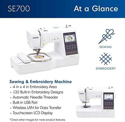 Brother SE700 Sewing and Embroidery Machine  Wireless LAN Connected  135 Built in Designs  103 Built in Stitches  Computerized  4 x 4 Hoop Area  3 7 Touchscreen Display  8 Included Feet  White