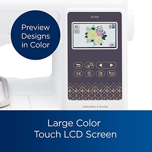 Brother SE700 Sewing and Embroidery Machine  Wireless LAN Connected  135 Built in Designs  103 Built in Stitches  Computerized  4 x 4 Hoop Area  3 7 Touchscreen Display  8 Included Feet  White